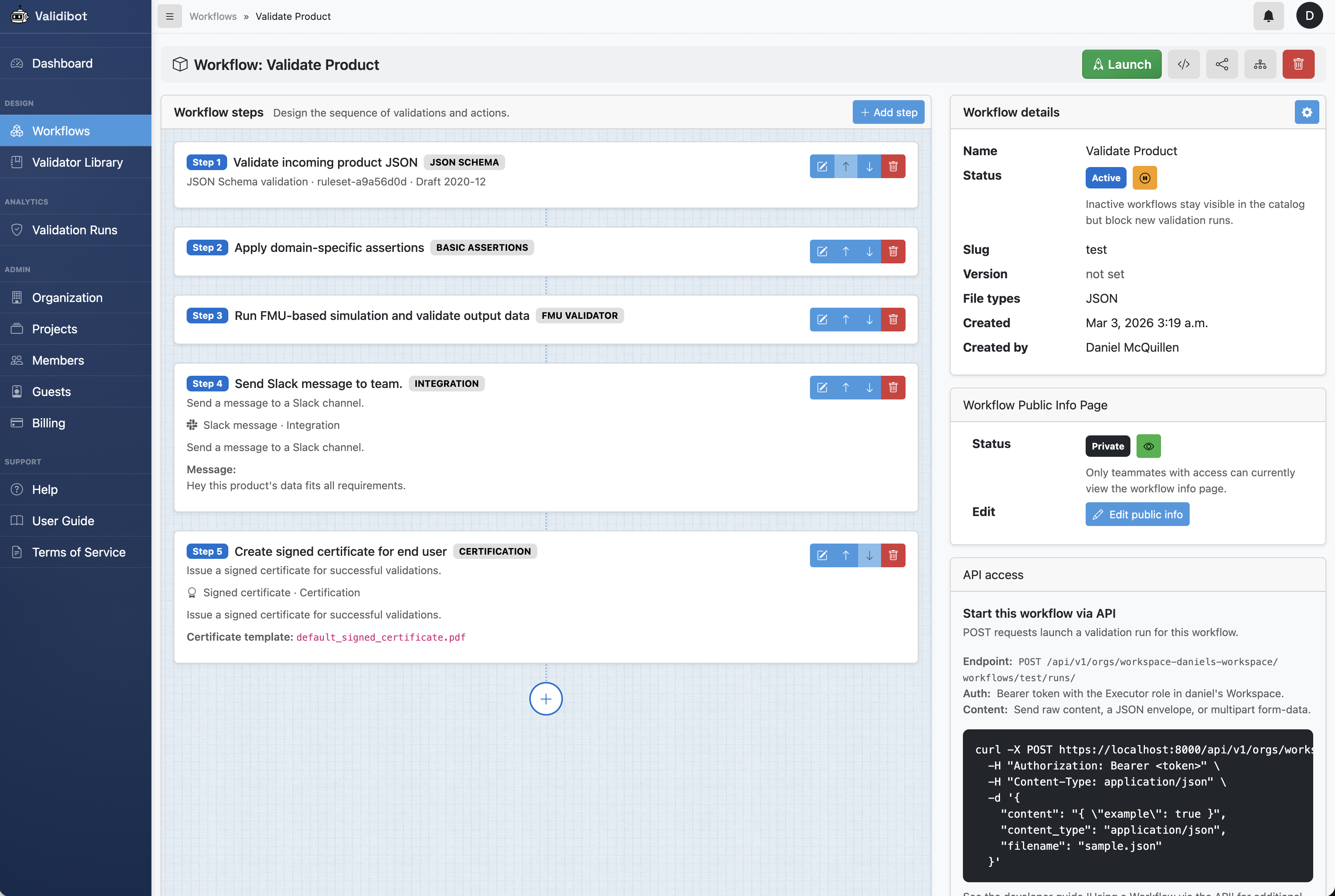 Validibot data validation dashboard